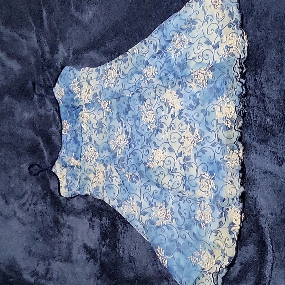 Vintage Original 90s Blue & Cream Floral Print Dress